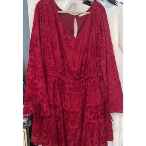 Chic Soul Penthouse Party Dress, 2X, Burgundy